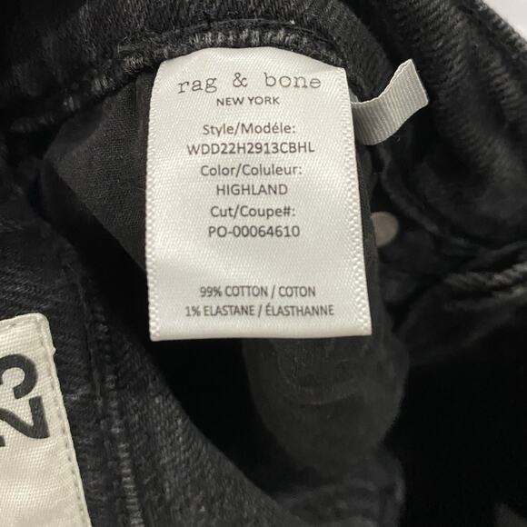 rag & bone Wren Slim Highland Black Jeans Women 23 High Rise Ankle Stretch - Picture 8 of 9